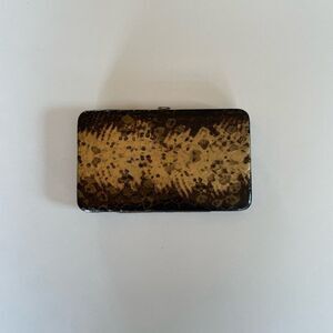 EUC Unbranded Womens Croc Brown and Gold Wallet